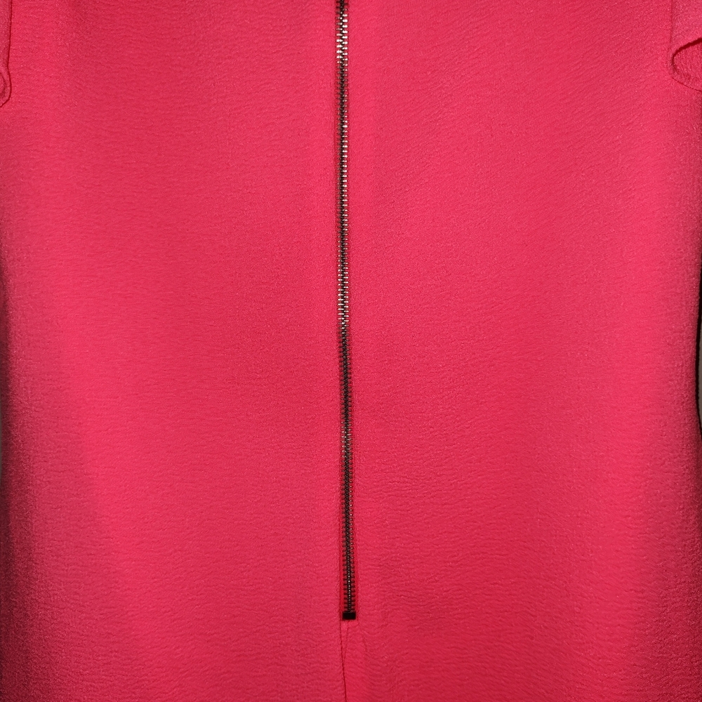 Gianni Bini Hot Pink Ruffled Short Sleeve Zippered Back Dress Size Medium - Picture 9 of 10